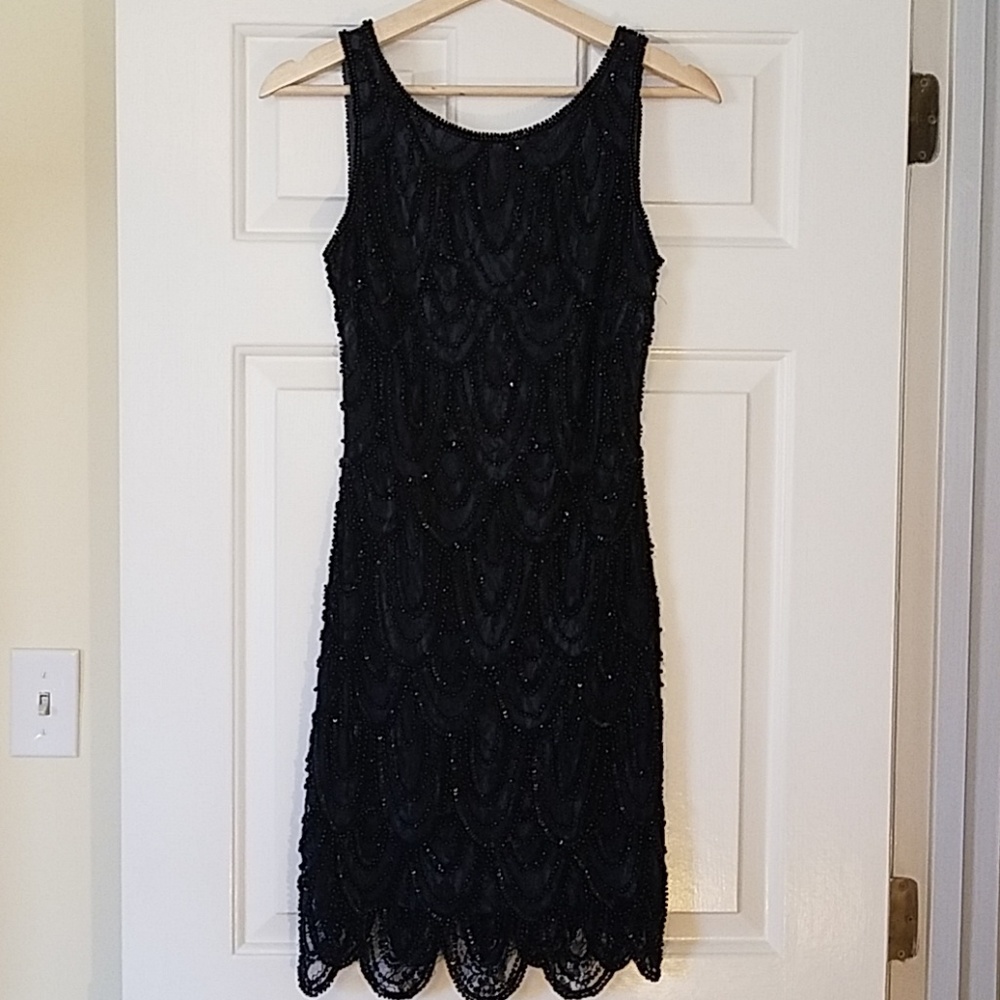 Pisarro Nights Embellished Mesh Sheath Dress